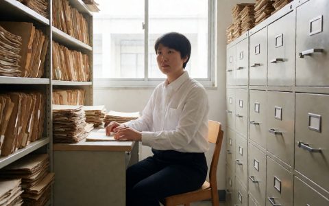 档案馆内一排排铁皮柜与泛黄的卷宗,暗网视频题材的素材溯源工作现场
